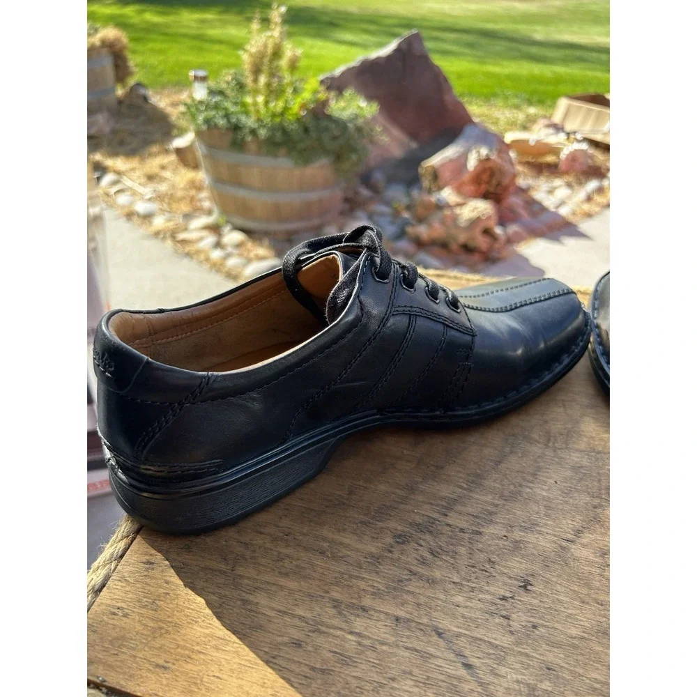 Clarks Touareg Vibe Mens 11 M Black Leather Oxford Comfort Dress Shoes Box